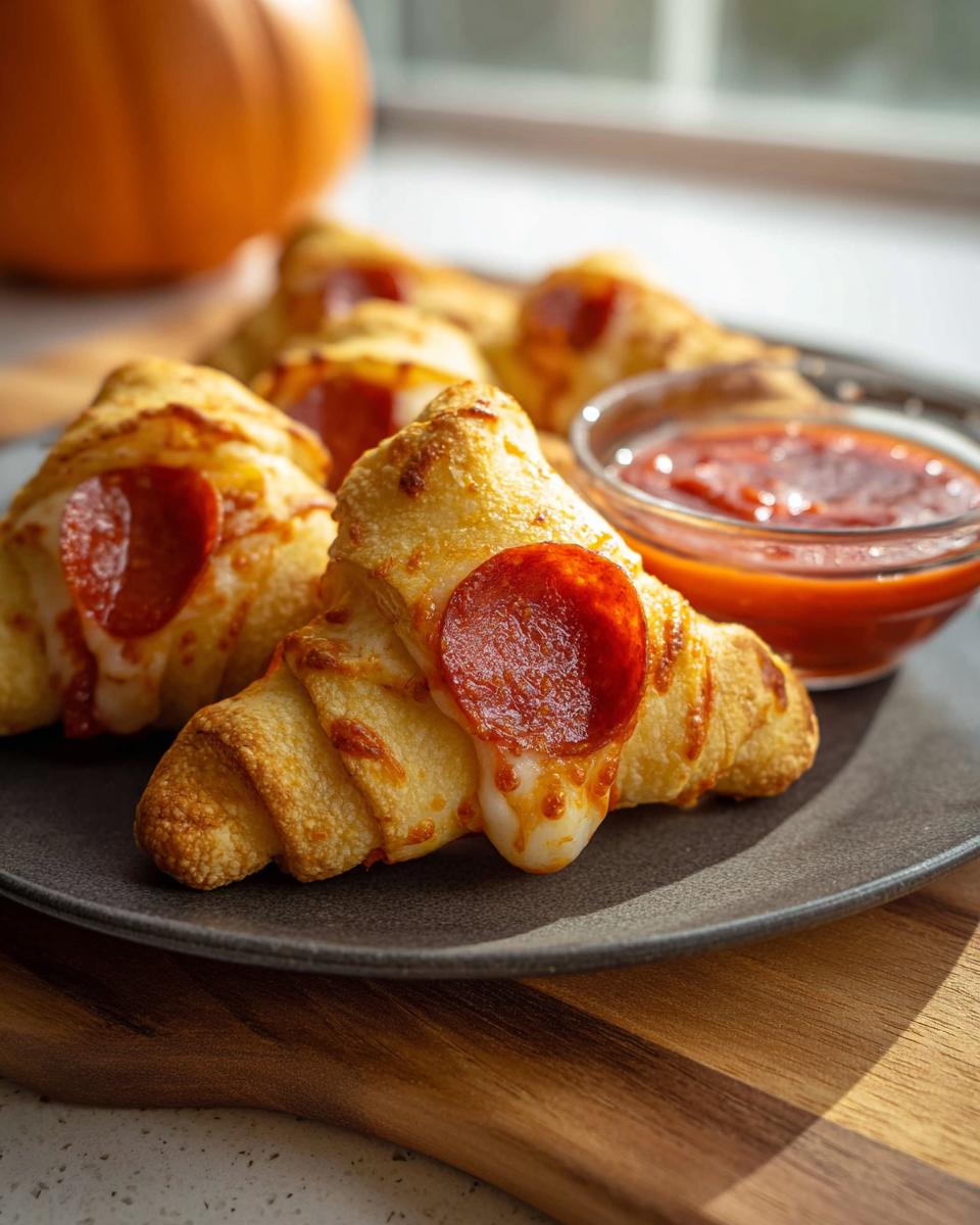 Delicious Witch Hat Crescent Roll Bites with pepperoni and cheese.