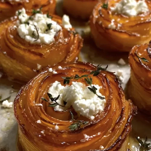 Sweet Potato Roses with Whipped Feta & Hot Honey – Elegant Side Dish Recipe
