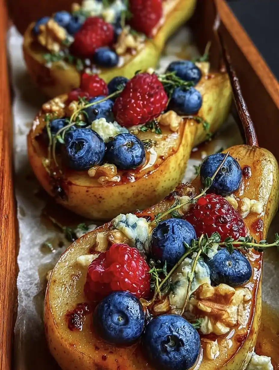 Baked Pears with Berries, Honey & Blue Cheese Recipe