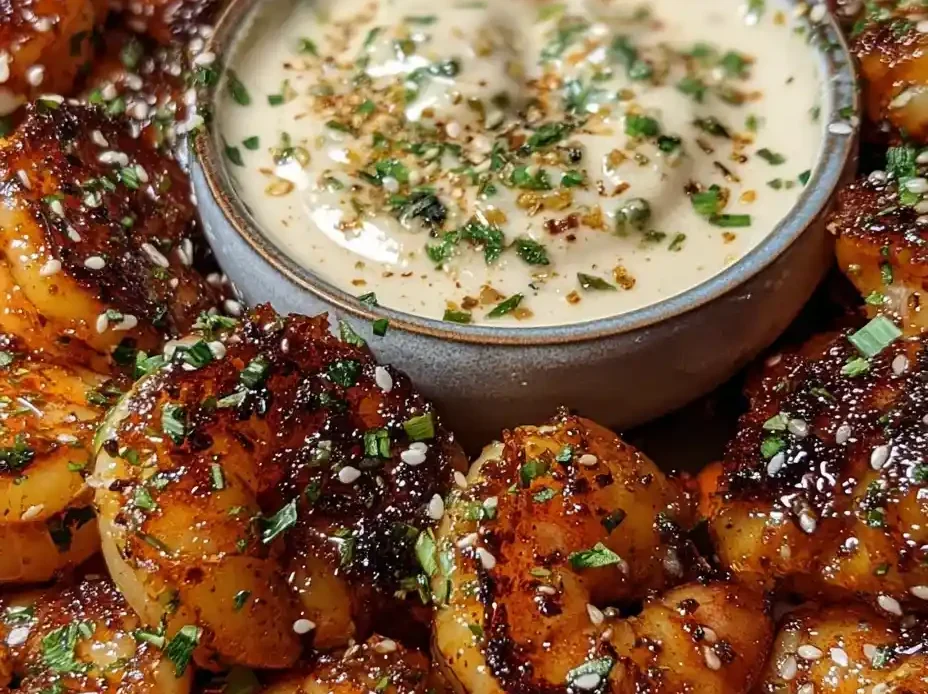 Sweet Soy Glazed Shrimp Bites with Garlic Dipping Sauce